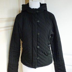Calvin Klein Black Quilted Faux Fur Lined Jacket w/Detachable Hood XS